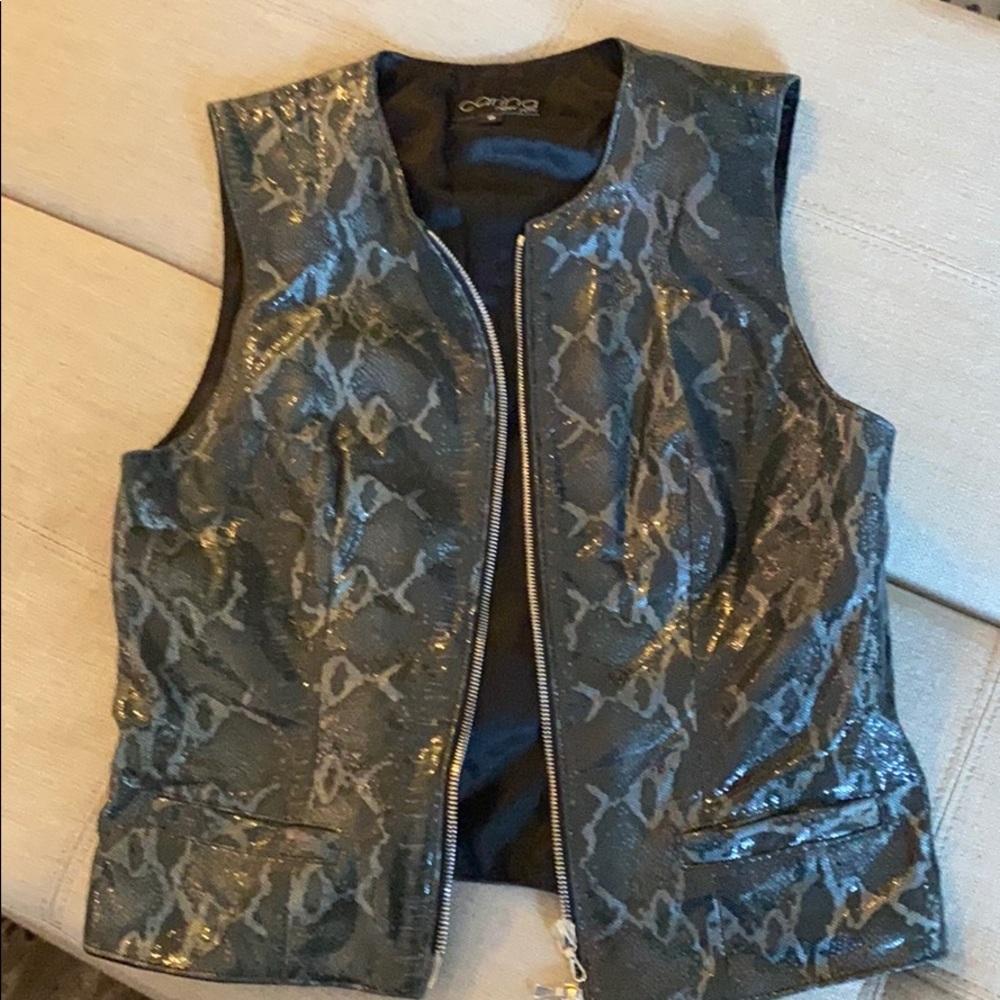 Shiny snake skin patterned fun vest!!!! Front zip